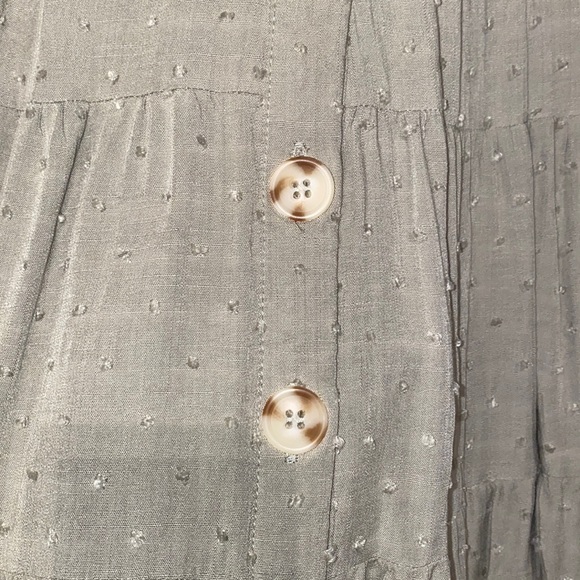 Short, olive green summer dress with buttons - Picture 3 of 4